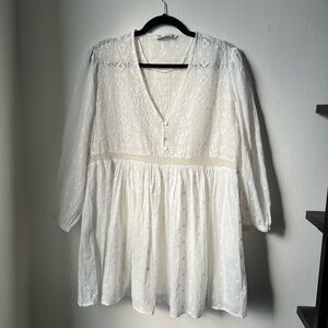 Zara Shana Ivory cotton Lacy Dress.